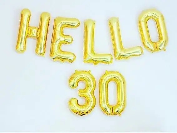 Gold HELLO 30 1 комплект 16 дюймов шар из фольги с буквенным номером hello 30 50 18 розовый золотой серебряный золотой цвет на 30 день рождения украшение шар - Цвет: Gold HELLO 30