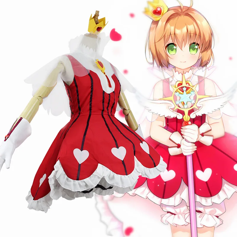 Костюм героя аниме Daidouji KINOMOTO SAKURA Rose, костюм для косплея на Хэллоуин, платье для родителей, платье женщины-кошки Reka