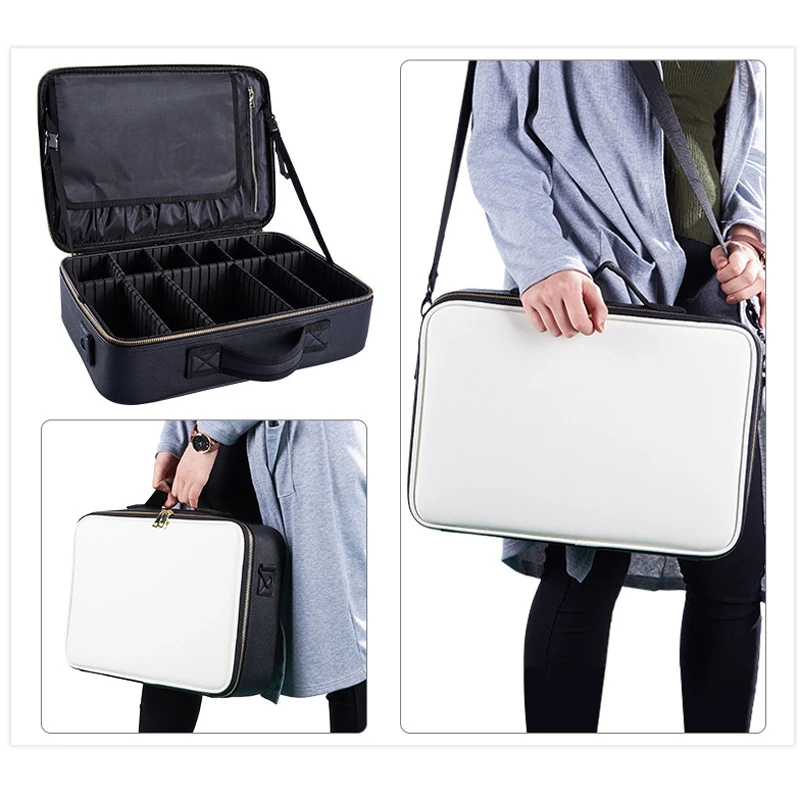 

New Professional Makeup Bag Women Cosmetic Case Pu Leather Female Korean Make Up Box Large Capacity Portable Storage Box Fashion