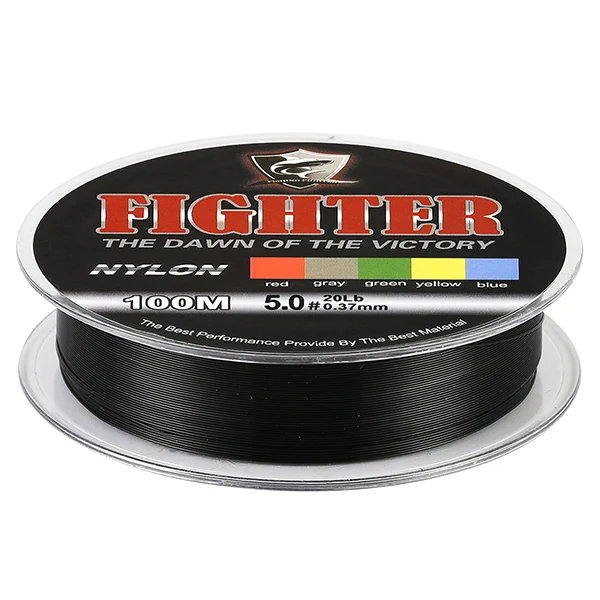 Black SeaKnight Fighter Nylon Fishing Line 100M Super Strong 2-35LB Monofilament Line Material Saltwater Fishing - Цвет: Black