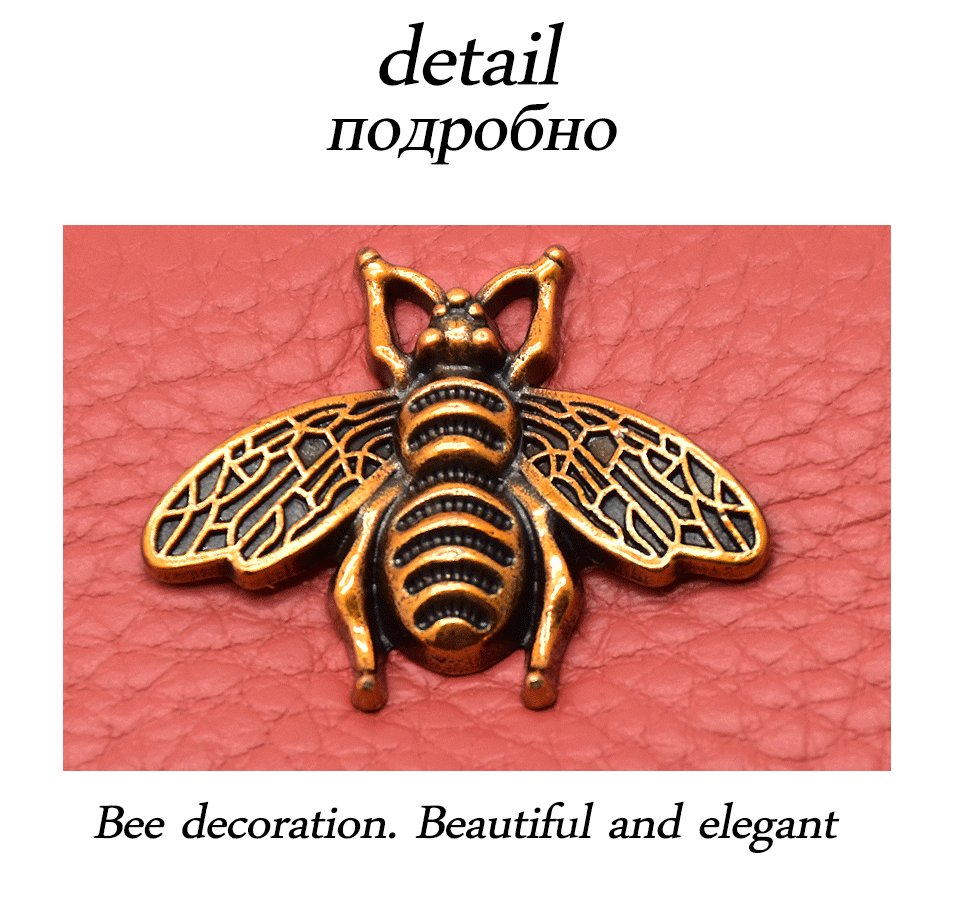 PERDREAM, новинка, Женский кошелек из воловьей кожи, короткий, квадратный, с рисунком пчелы, мини кошелек, личи, сумка клатч с бахромой, карман для монет