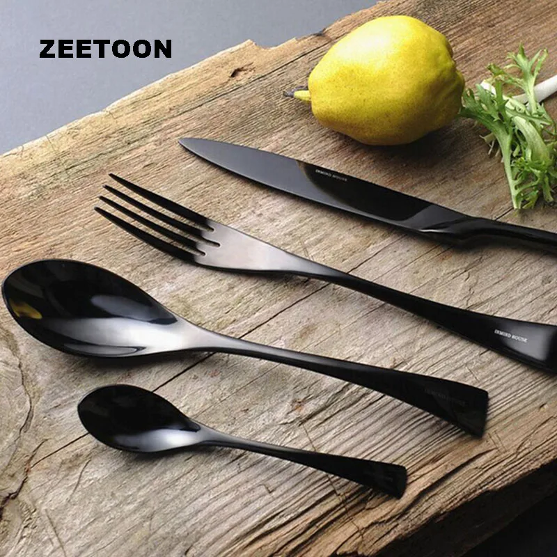 4 шт./компл. столовые приборы для западной еды из черного золота нож нержавеющей