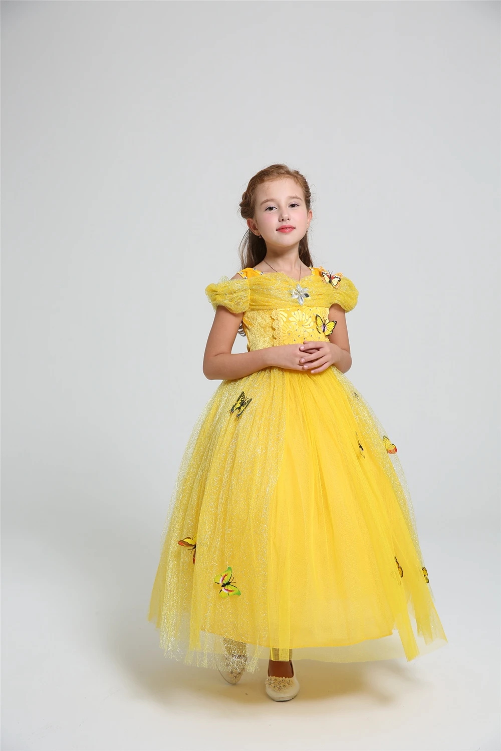 New Year Beauty Belle Princess Dress for Girls Christmas Carnival Birthday Party Prom Voile With Gloves Crown Velvet Cloak | Детская