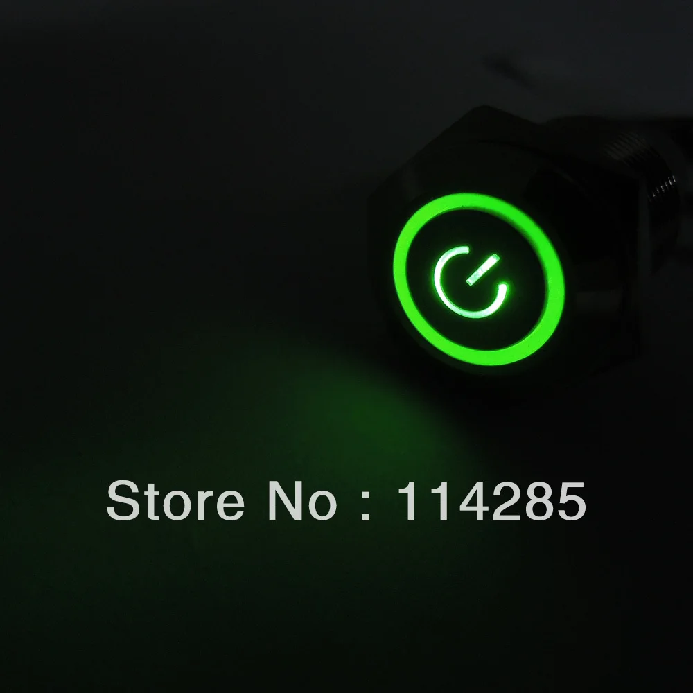 12 В 16 мм зеленый символ питания & ангельский глаз светодиодный металлический