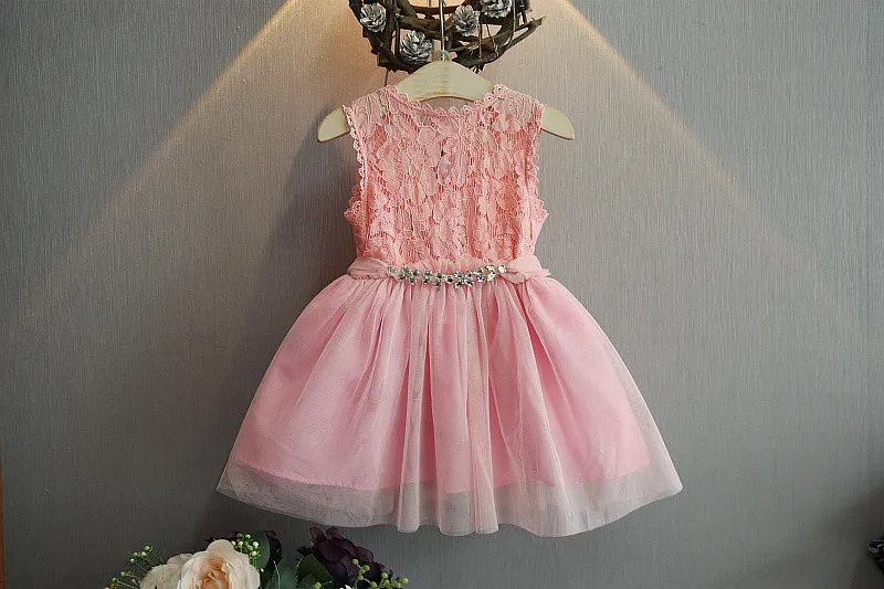 

2018 Kids summer lace vest princess dress , baby girl dress , dresses girls , 5pcs/lot CDP09