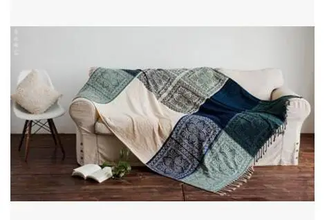 colorful plaid pattern towel blanket sofa cover for chair thread tassel home decor anti slip carpet tapestry | Дом и сад