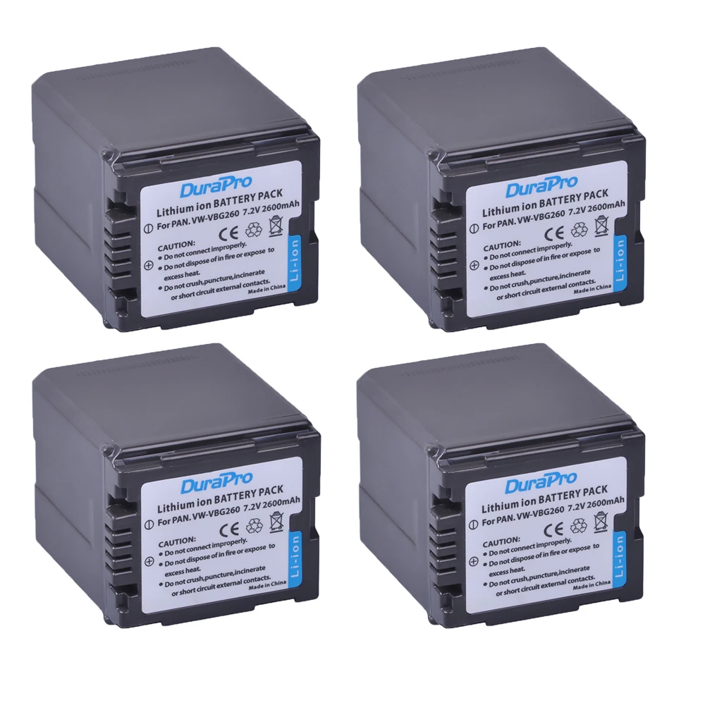 Литий ионный аккумулятор DuraPro для Panasonic HS250 4 шт. VW VBG260 VWVBG260 литий SDR SD7 камеры с