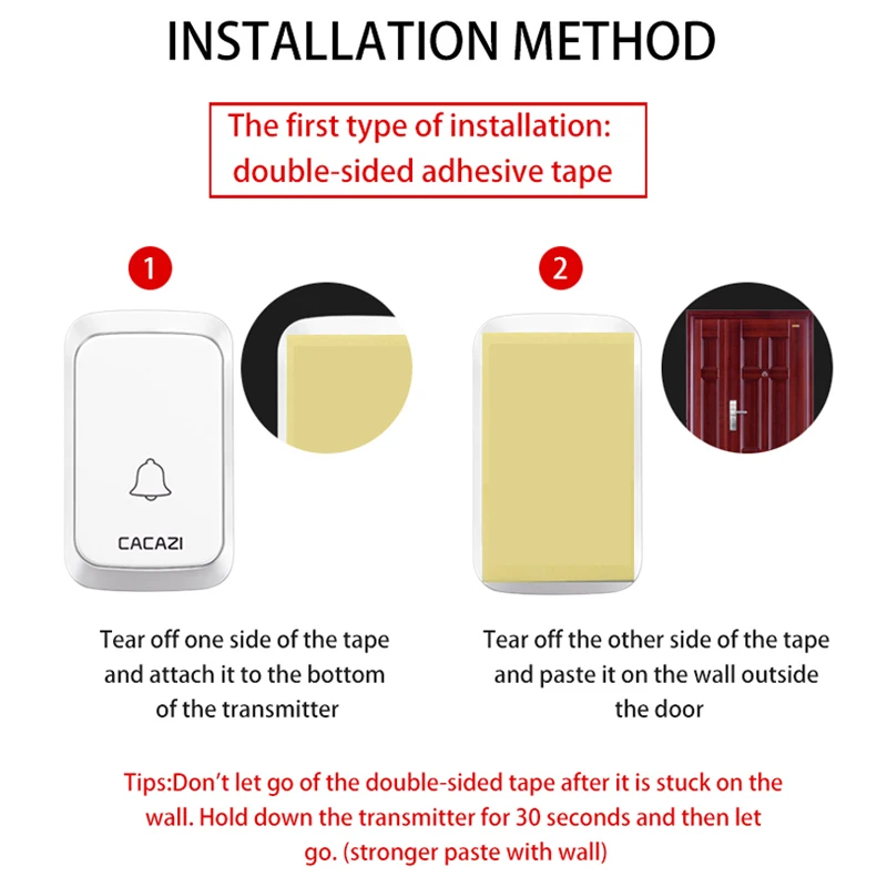 CACAZI Домашний Беспроводной умный дверной звонок светодиодный ночник
