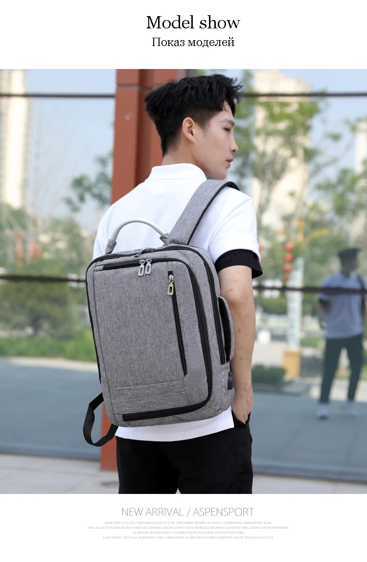 Men Backpack 15.6-inch Laptop Bag Large Capacity Multi-layer USB Charging Waterproof Business Leisure Travel Youth Backpack