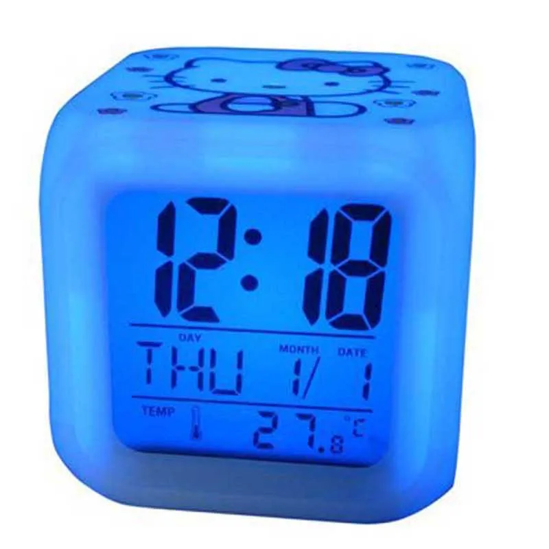 Цифровой будильник светящийся светодиодный 7 цветов Изменение цифровой