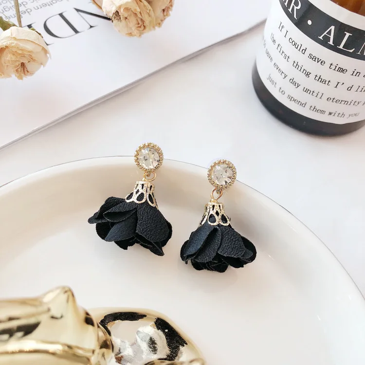 YueBanG Jewelry Free Shipping Fashion Romantic Cloth Flower Earrings For Women Small Plant Ear Nail Accessories Gift. | Украшения и