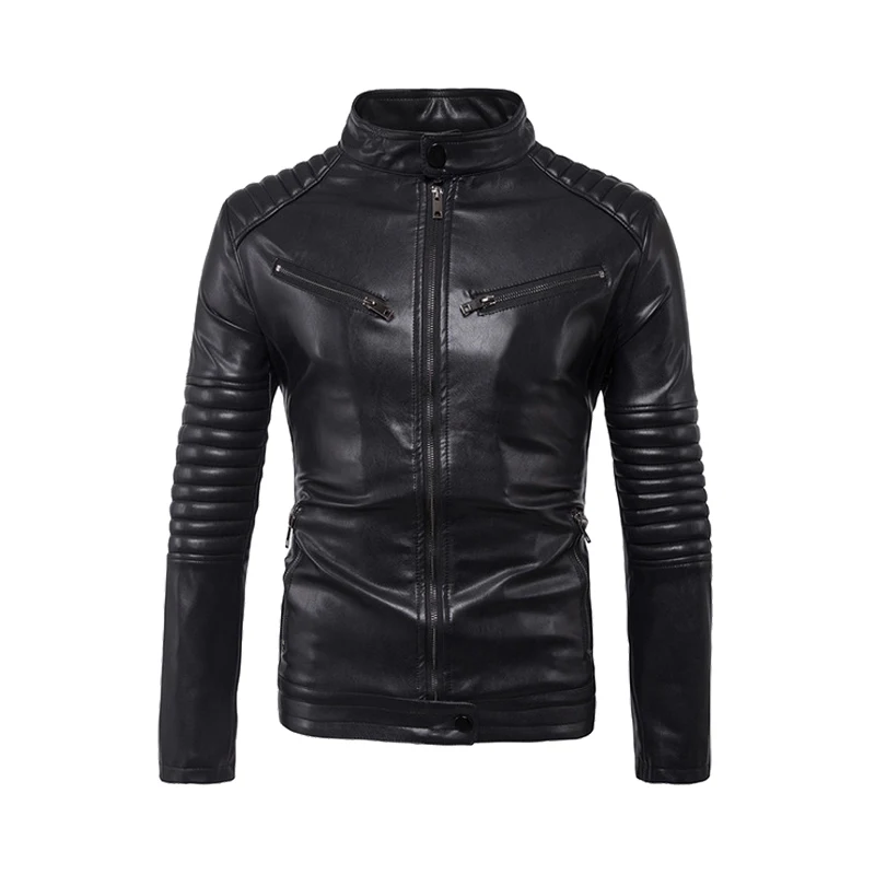 B006 Black HEROBIKER мотоциклетная куртка из искусственной кожи Мужская винтажная Ретро мото искусственная Панк кожаные куртки одежда для мотоцикла пальто приталенный Размер - Цвет: B006 Black