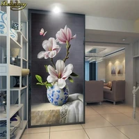 beibehang custom photo wallpaper mural new chinese painting blue and white porcelain magnolia butterfly entrance wall paper