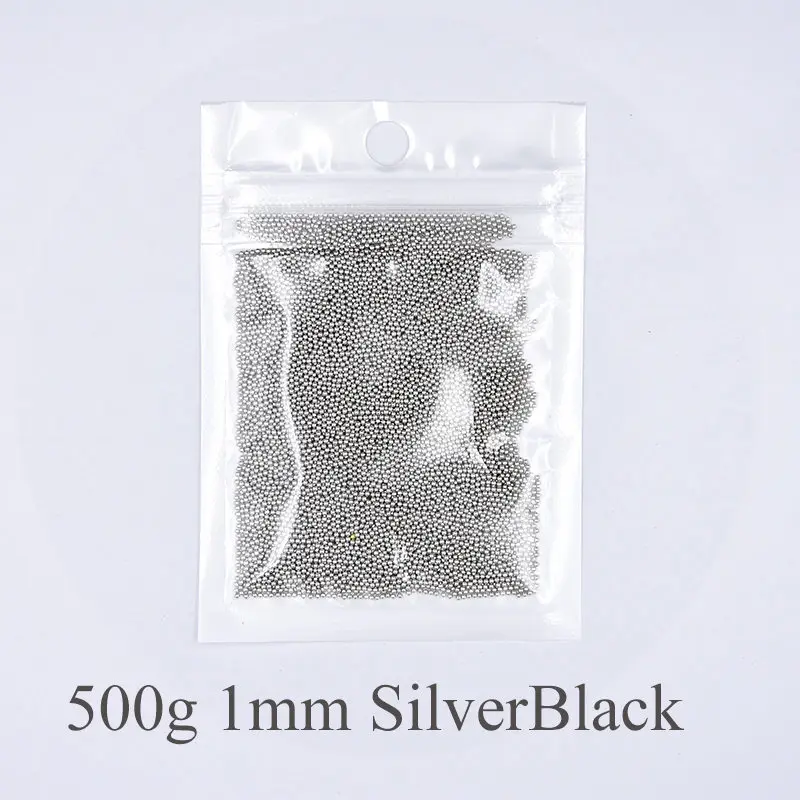 500g-1mm-SilverBlack Swagpick 1 мм украшения для ногтей 3D микро металлические бусины черный розовое золото бисер "икра" аксессуары для ногтей гель для приклеивания страз полировки советы - Цвет: 500g-1mm-SilverBlack