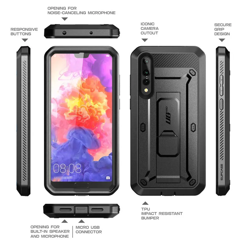 Чехол для Huawei P20 Pro SUPCASE UB прочный полноразмерный черный и синий чехол со