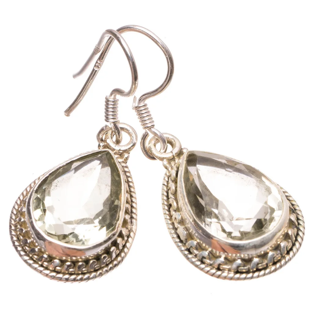 Уникальные серьги ручной работы из серебра с натуральным зеленым аметистом 925