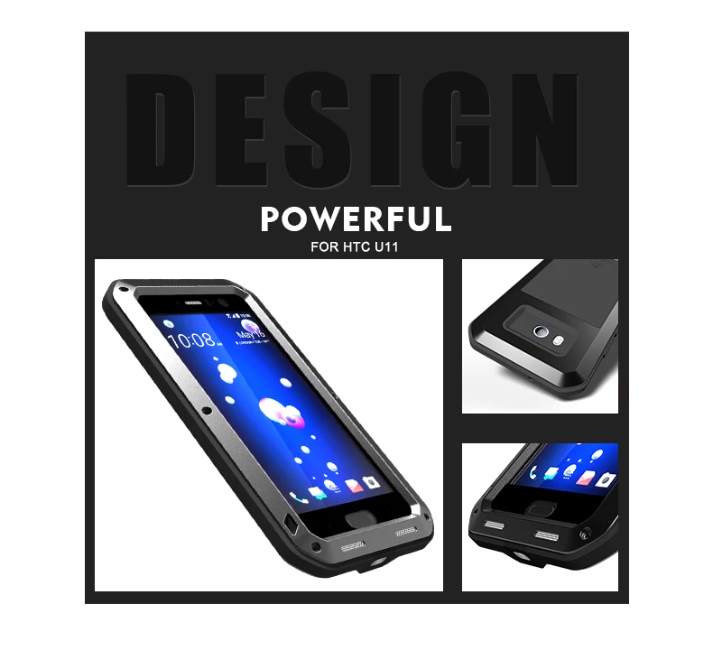 Waterproof Case For HTC U11 Original Hard Shockproof Aluminum Cases Luxury Brand Protection Phone Cover |