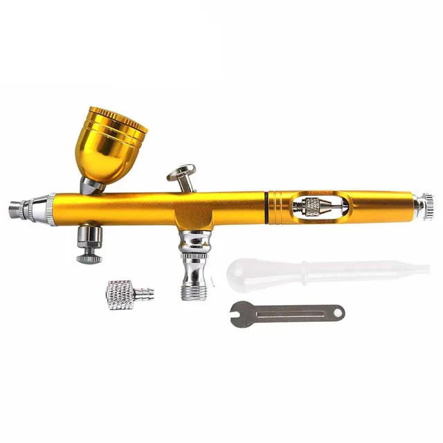 Style A Gold 0,3 мм 7cc двойного действия подачи Аэрограф, пистолет-распылитель гравитационный воздушный набор кистей для Макияж Украшение ногтей DIYCraft тату торт украшения - Цвет: Style A Gold