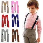 Детские Y-образные подтяжки для мальчиков и девочек, однотонные модные детские Эластичные подтяжки на застежке, Детский костюм с регулируемым ремешком