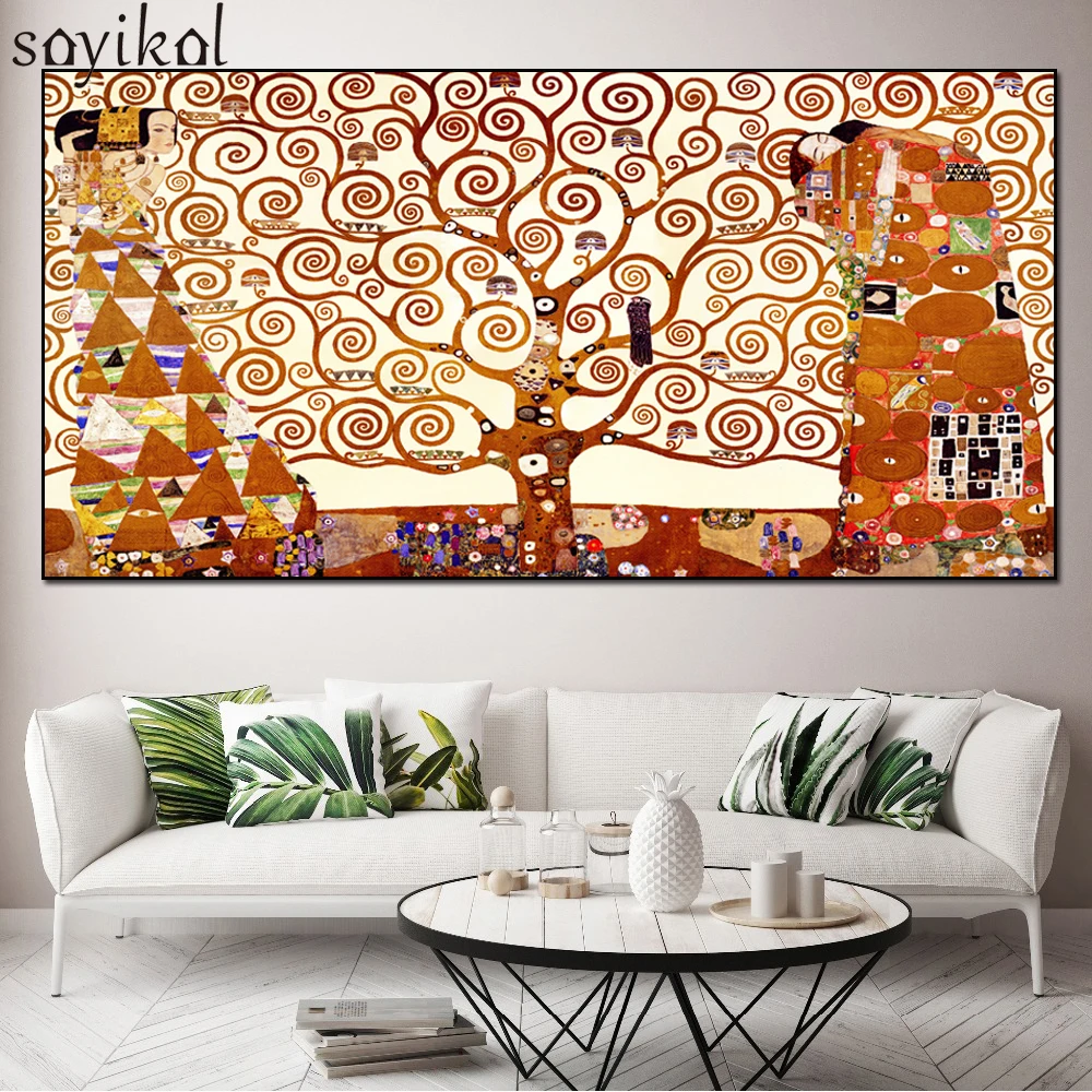 Картина на холсте постер Густава Климта жизнь дерева живопись стене