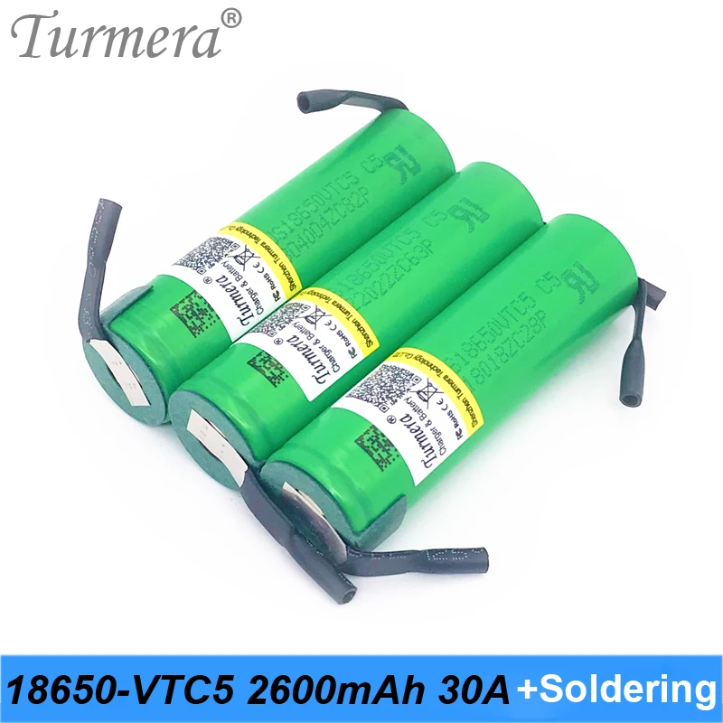 Литиевая аккумуляторная батарея 18650 vtc5 us18650vtc5 2600 мАч 30a для отвертки shura + полоски