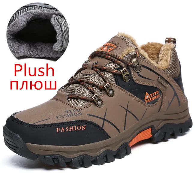 Khaki add plush MIXIDELAI/мужские зимние ботинки; теплые зимние ботинки на меху; Мужская обувь; повседневные уличные кроссовки унисекс; ботильоны; резиновые мужские ботинки; 47 - Цвет: Khaki add plush