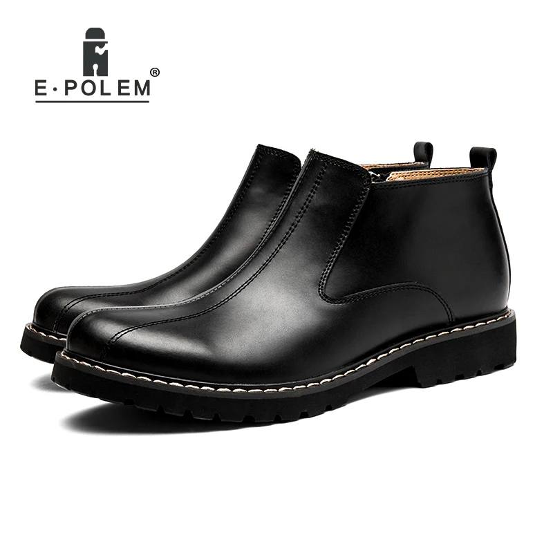 

Hot Sales Men Leather Shoes Boots Retro Thick Leather Boots Fashion Youth Cowhide Boots Men's Autumn Winter Shoes 2017