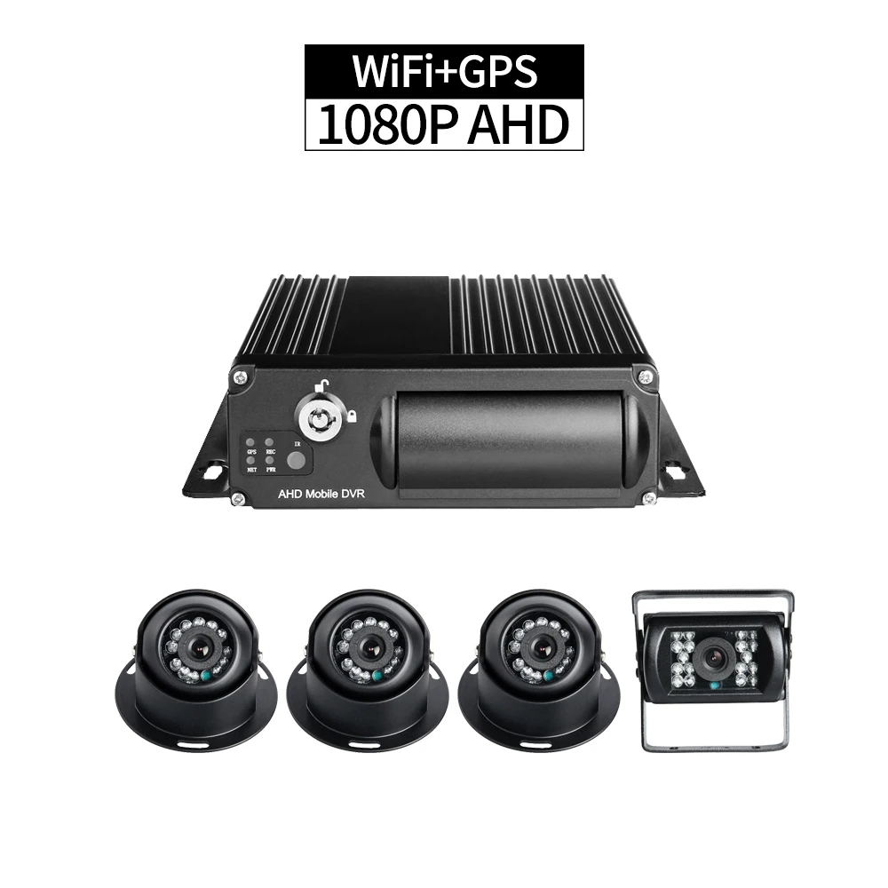 WiFi + GPS 4CH 1080P SD мобильный видеорегистратор для грузовика 256G цикл записи с 4