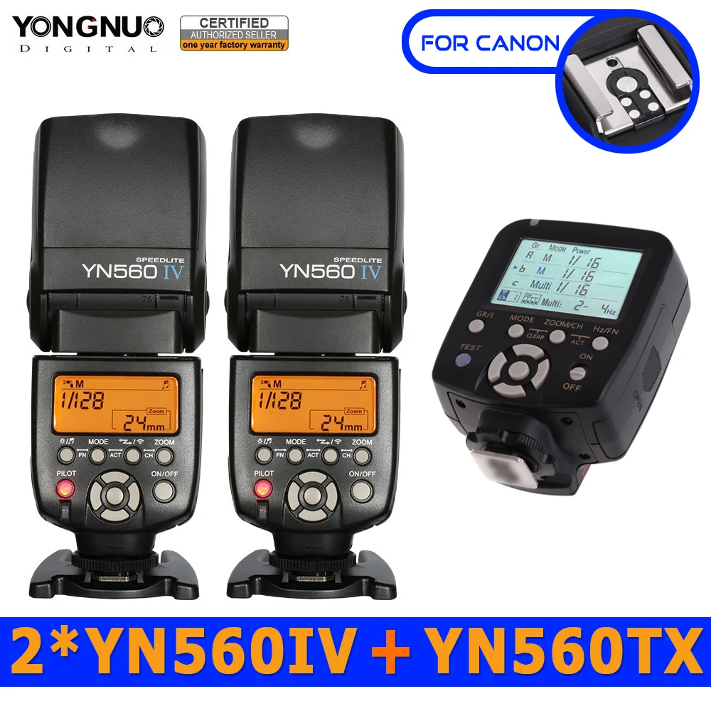 2 шт. Yongnuo YN560IV 560IV Вспышка Speedlite + YN560-TX Беспроводной флэш-контроллер для цифровых