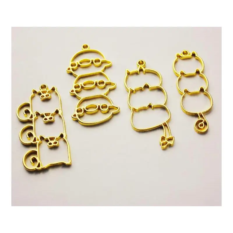 

5pcs Squirrel Cat Chick Hollow Metal Frame Open Bezels Jewelry Findings Pendant Accessories DIY Charms Handmade UV Resin Art