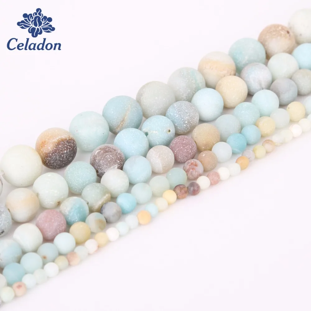 4mm 6mm 8mm 10mm 12mm Matt Natural Amazonite stone beads Bracelet Necklace Forest Loose Round For jewelry Making | Украшения и