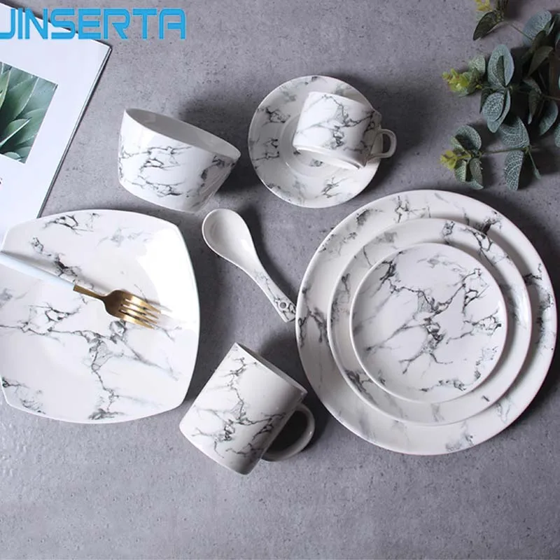 JINSERTA с мраморным узором, керамическая обеденная посуда, закуски, десерты, салат, фруктовая тарелка, посуда, столовая посуда, поднос для торта