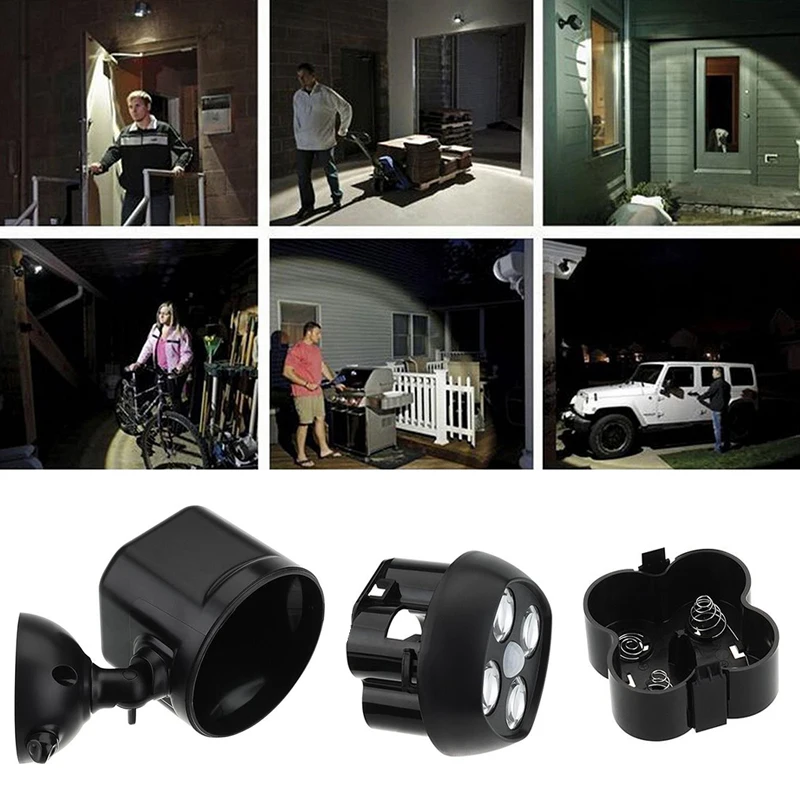 Binval 360 градусов Поворотный датчик движения IP65 Водонепроницаемый 4LED Наружное освещение работающая от батареи лампа безопасности настенные светильники