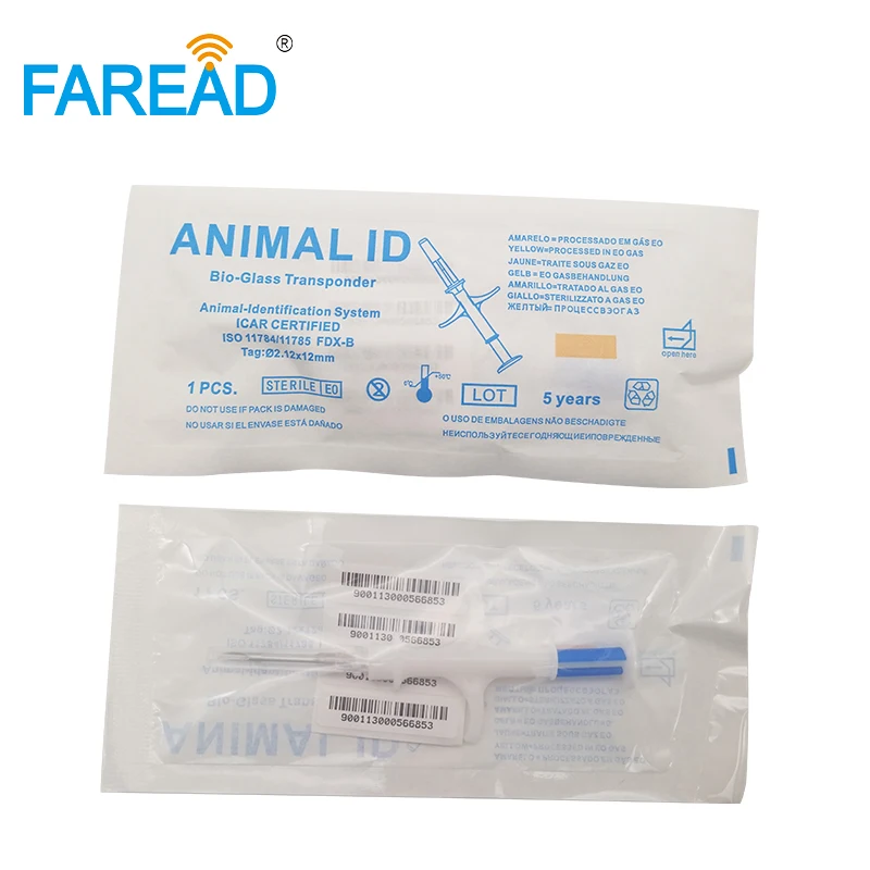 x60Pcs Pet Microchip Rfid Implant Animal Tag 134.2khz Glass Injector Veterinary Syringe Micro Chips for Dog Cow ID Chips 2.12mm