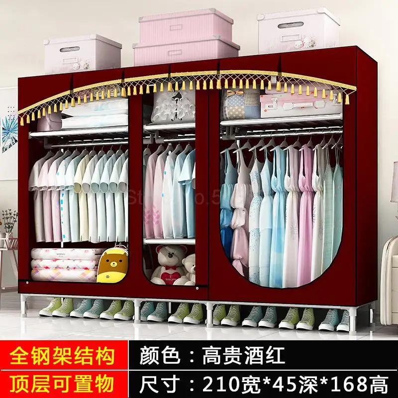 ml10 Oversized simple fabric wardrobe steel pipe bold reinforcement double thickened fully enclosed cloth closet wardrobe - Цвет: ml10
