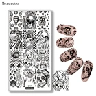 Прямоугольный штамповочный шаблон Mezerdoo для ногтей на Хэллоуин, крест, Череп, инструменты для творчества пластина с изображениями для нейл-арта C17