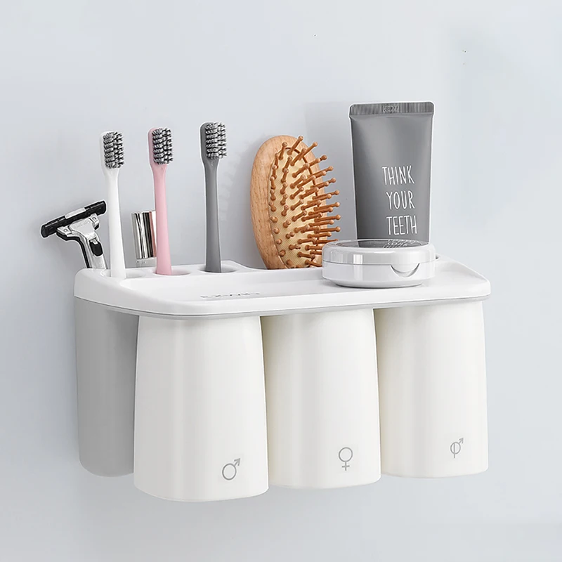 

Toothbrush Toothpaste Holders Storage Organizer Glass for Toothbrushes Magnetic Adsorption with Cup Bathroom Accessories set