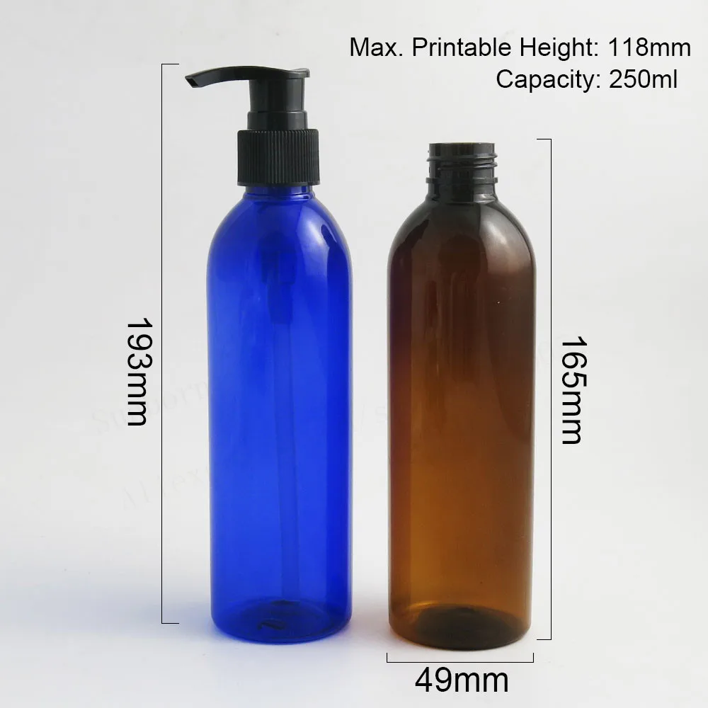 

30x 250ml Plastic Dispenser Beauty Shampoo Lotion Cream Shower Gel Pump Bottle Empty Round Clear Amber Blue White Red Container