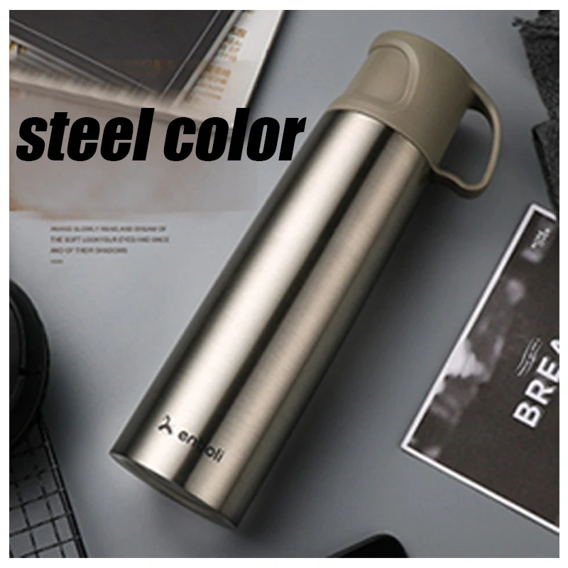 Steel Color 500 мл Термос из нержавеющей стали, термосы, термосы для детей, детские термосы с крышкой для чая, Термокружка - Цвет: Steel Color