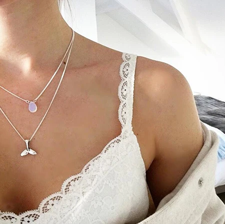 silver Mermaid Новое поступление этнический Крест из розового золота ожерелье для женские ожерелья и кулоны ювелирных изделий колье Femme - Окраска металла: silver Mermaid