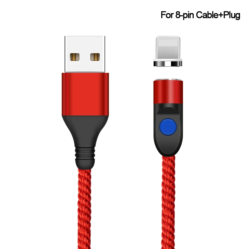 Red For iphone Магнитный usb-кабель 3 А, Micro USB type C, 8-контактный кабель для быстрой зарядки мобильных телефонов для iPhone 8, samsung, huawei, Xiaomi, Магнитный провод для передачи данных - Цвет: Red For iphone