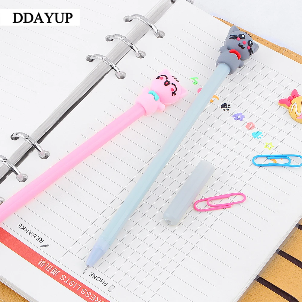 2 шт./лот 0 5 мм Kawaii мультипликационная гелевая ручка милый кот нейтральные ручки