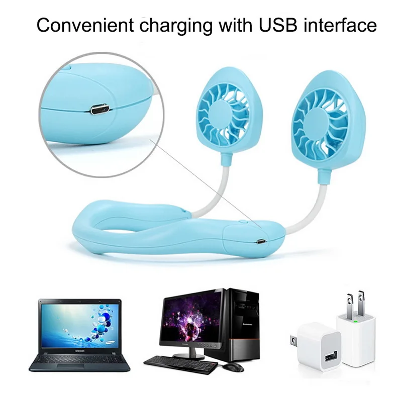 1 шт. портативный вентилятор переносной спортивный подвесной USB заряжаемый