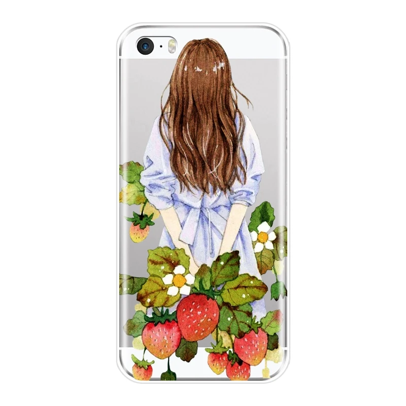 Чехол для телефона с изображением цветов девушки фруктов клубники iPhone 4 Женский 5