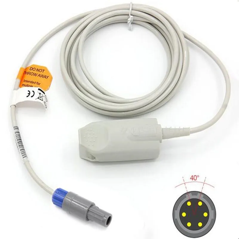 Sensor de pulso y oxímetro compatible con Mindray MEC1000/PM7000/8000, Sensor de Sonda 3M TPU, 5 unids/lote