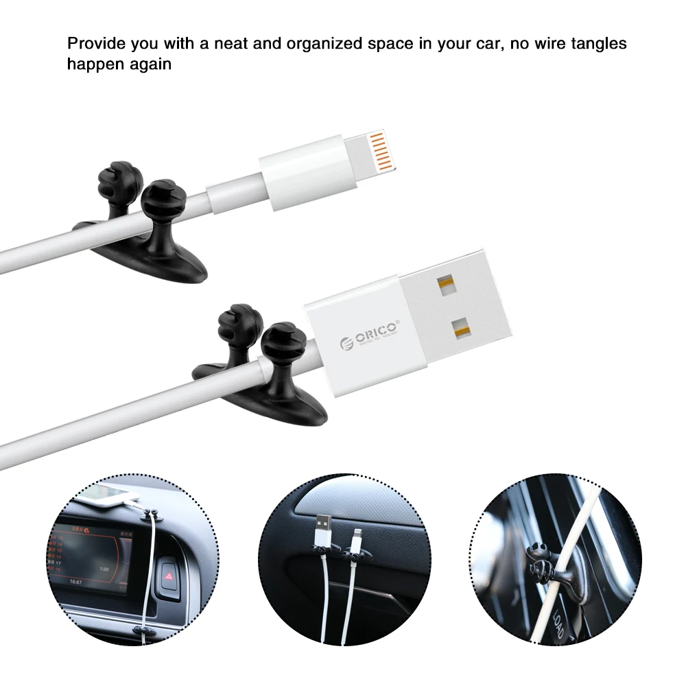 Фиксирующий Зажим Onever для автомобильного USB кабеля 8 шт.|car clips|car charger line claspadhesive car |