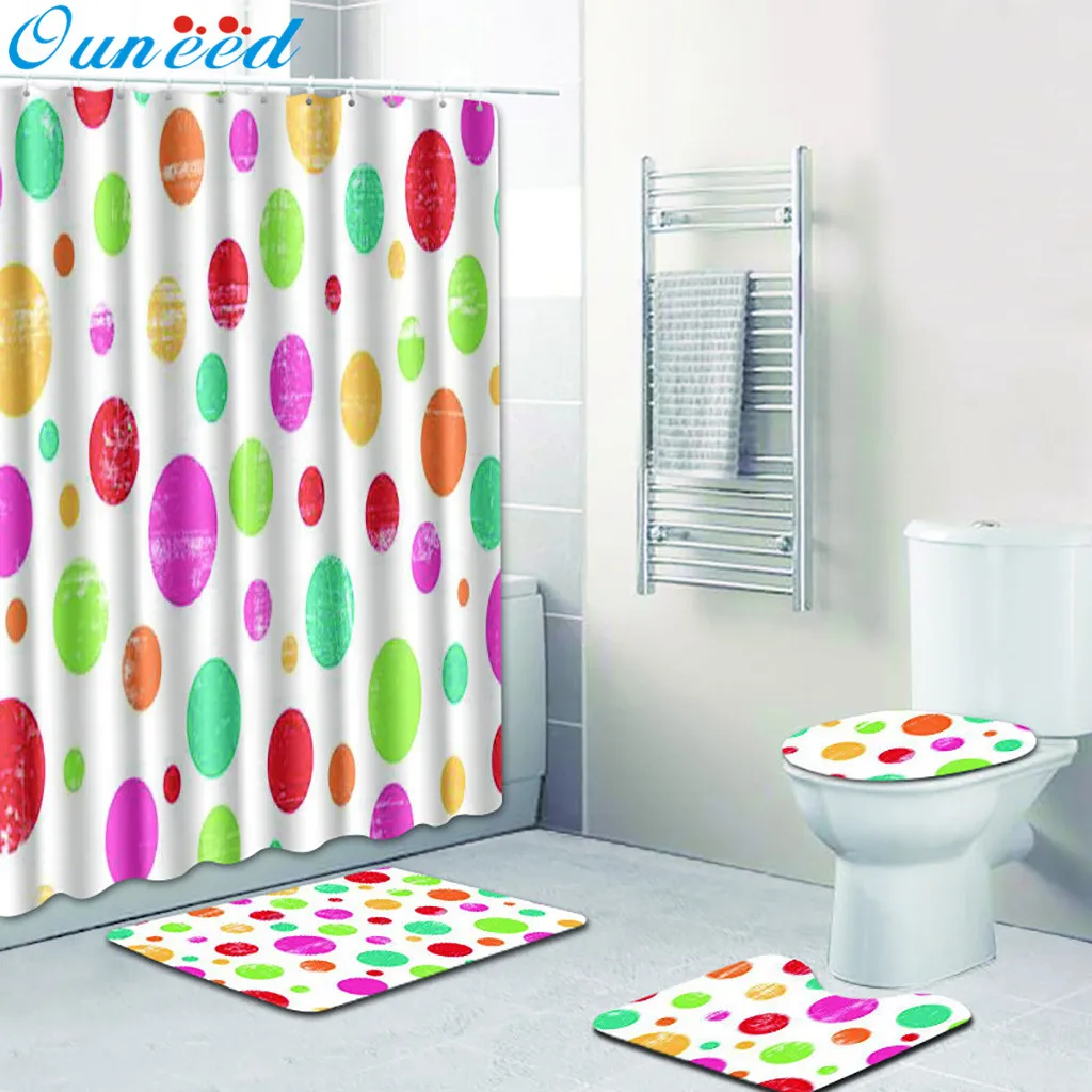 Ouneed 4 шт. Ccolorful print набор для душевых штор ванной комнаты с нескользящим рисунком