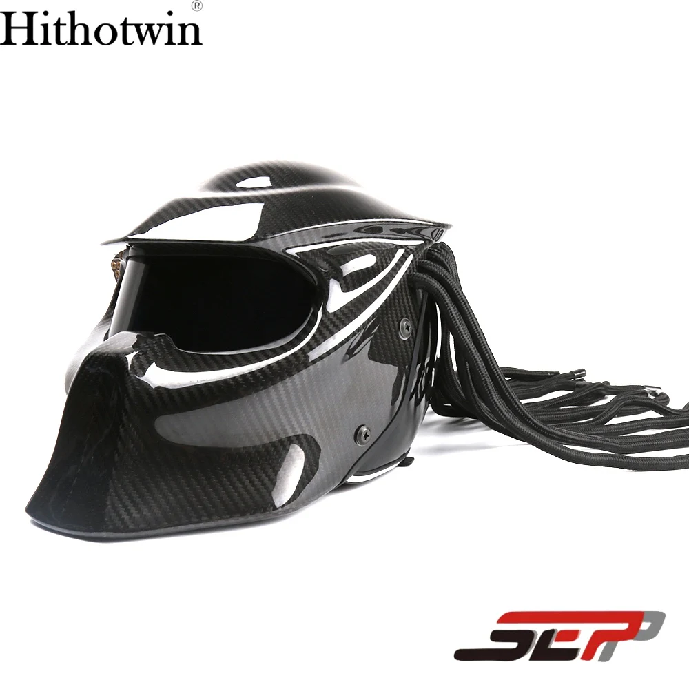 

2021 Fashion Predator Full Face Motorcycle Helmet Mask Carbon fiber helmet Neca Iron Man Helmet DOT Fringed braids fairing