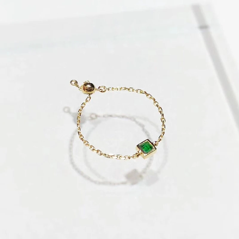 Aazuo 18K цепочка из желтого золота кольцо натуральные опаловые драгоценные камни Кольцо Изумруд Рубин для женщин цепочка любовь подарок крошечное тонкое обручальное кольцо