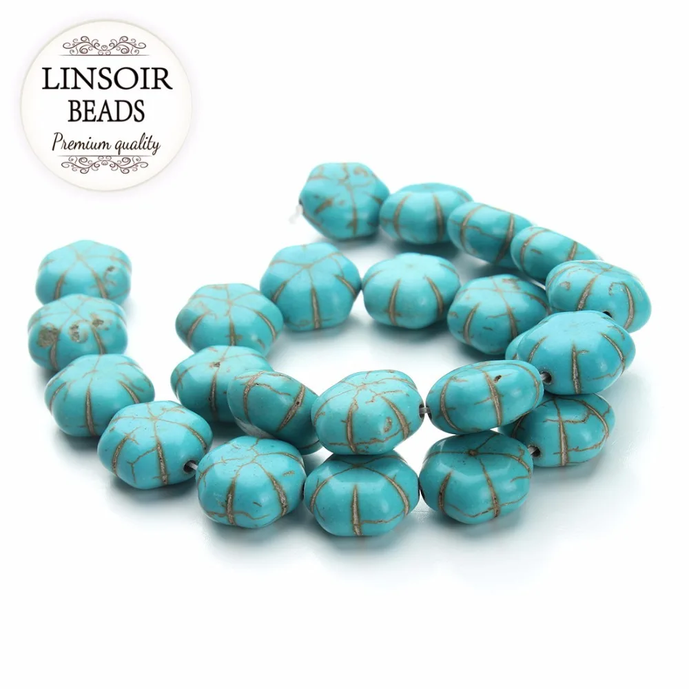Бусины бирюзовые в форме цветка 16 х16 мм 23 шт./лот|beads loose|beads for diyturquoise beads |